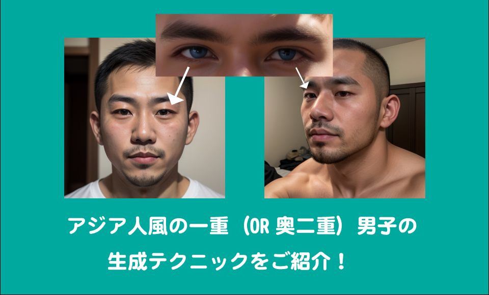 アジア人風の一重男子生成テクニック