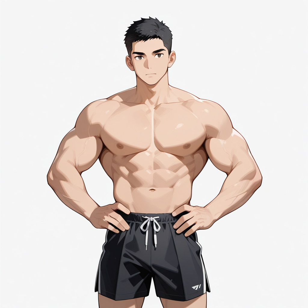 AIが生成した程よくマッチョな筋肉質の男性イラスト画像