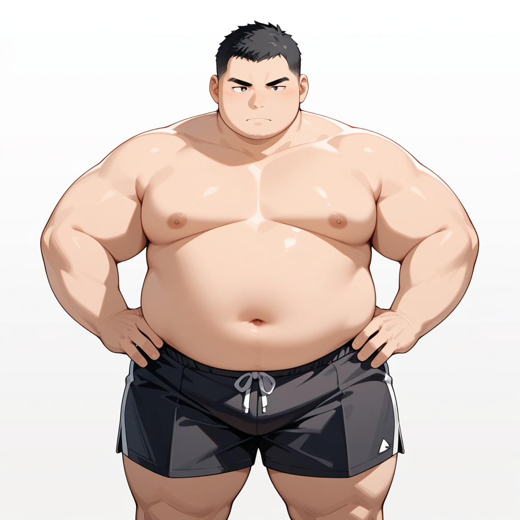 ぽっちゃりを超えたデブな男性イラストAI生成イラスト