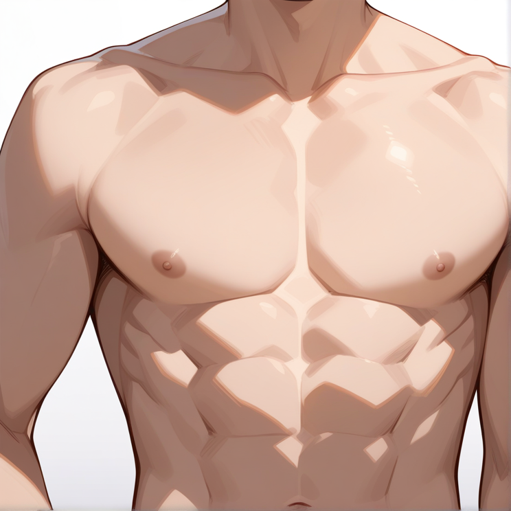 胸の体毛プロンプトなしで生成した画像