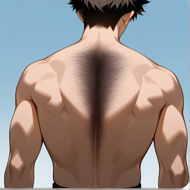"excessive back hair"のプロンプトで生成した画像