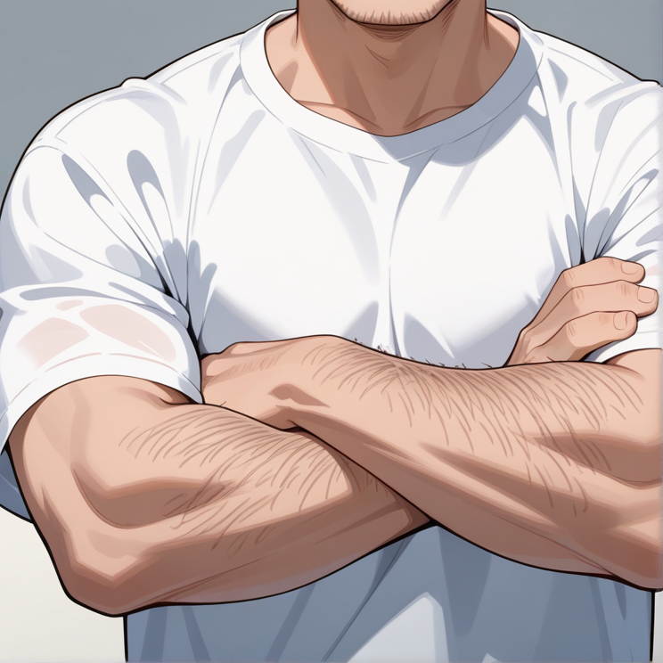 "thick arm hair"のプロンプトで生成した画像