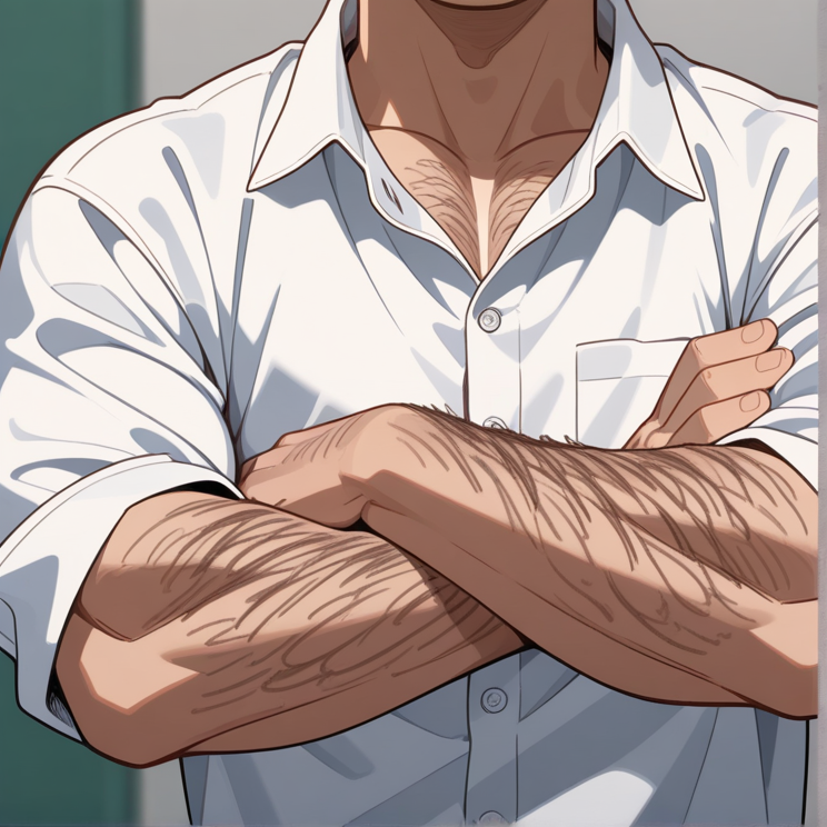 "excessive arm hair"のプロンプトで生成した画像